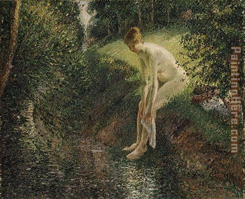 Bather in the Woods painting - Camille Pissarro Bather in the Woods art painting